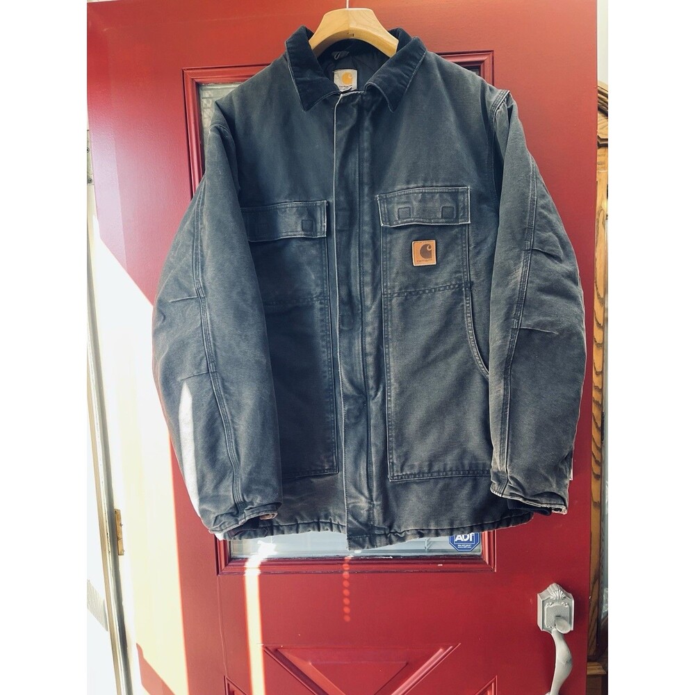 Carhett Men's Jacket XLT Black No Tears/Stains Vintage Heavy Warm Work Coat